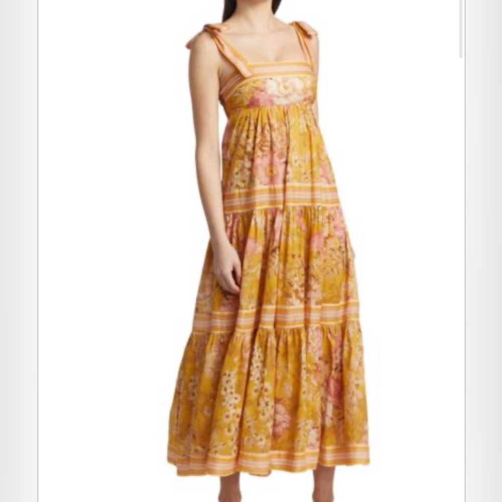 Zimmermann Yellow and Pink Floral Midi Dress